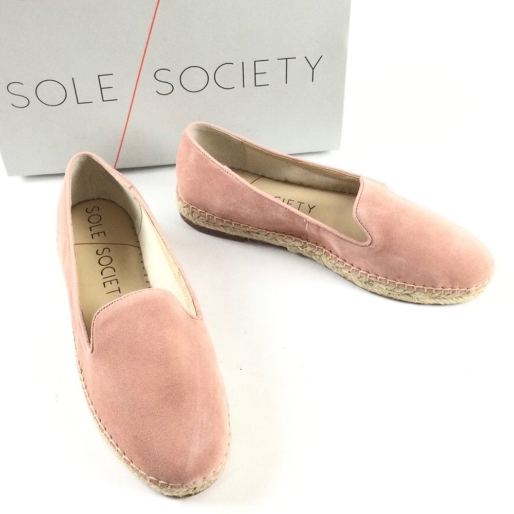 SOLE SOCIETY New Sammah Suede Espadrille Slip-On Loafer Pink Sz 8.5